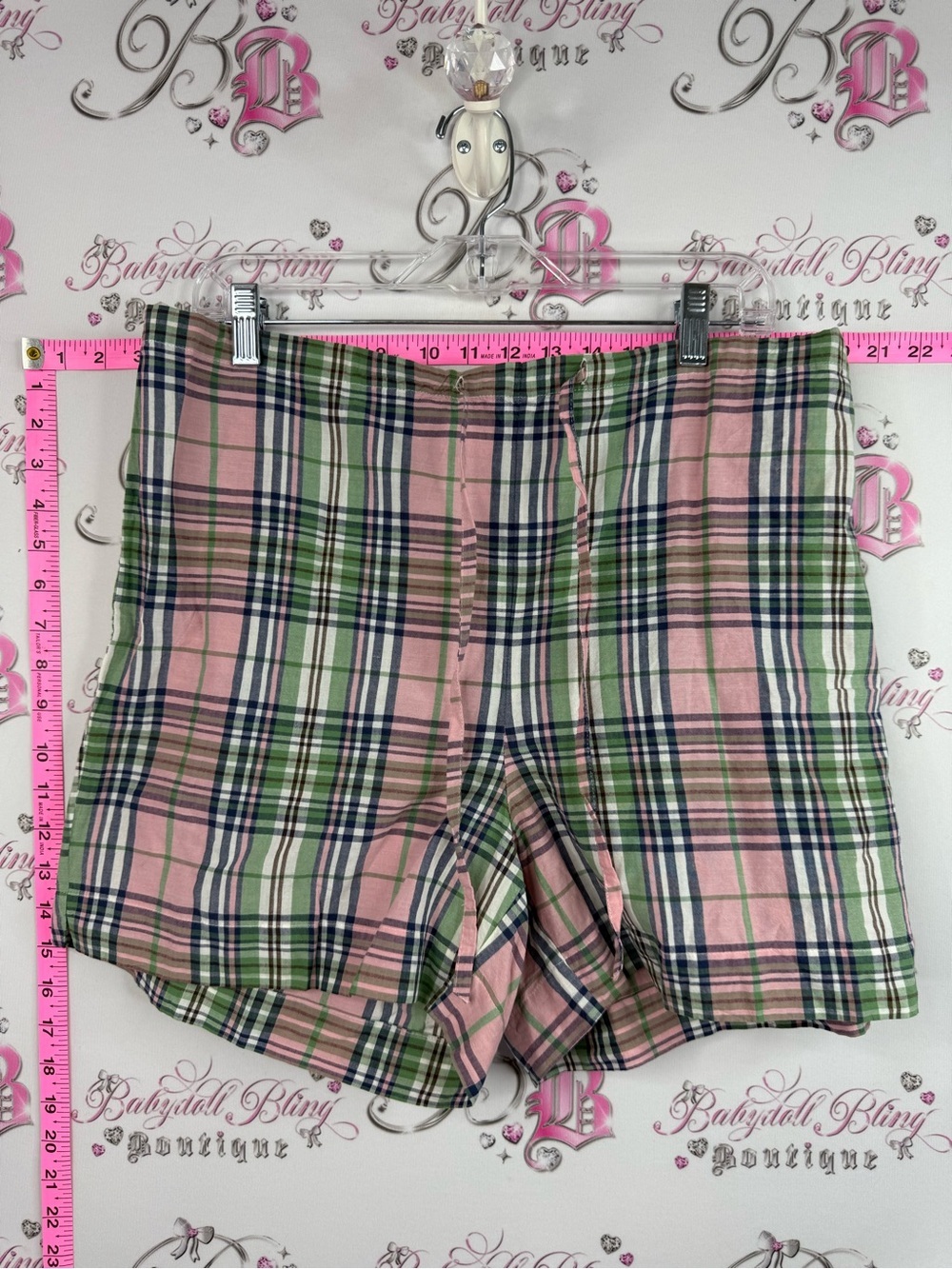 Shorts plaid Plaid Summer Shorts in Pink & Green